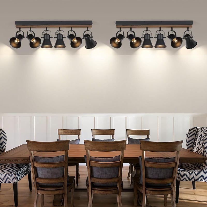 KEESFU 6-Light Track Lighting Kit,Black Semi Flush Mount Ceiling Light with 6 Rotatable Light Heads,Modern Farmhouse Lighting for Livingroom,Bedroom,Hallway,Art Wall,Bathroom,Kitchen.(6-Light) - Image 3